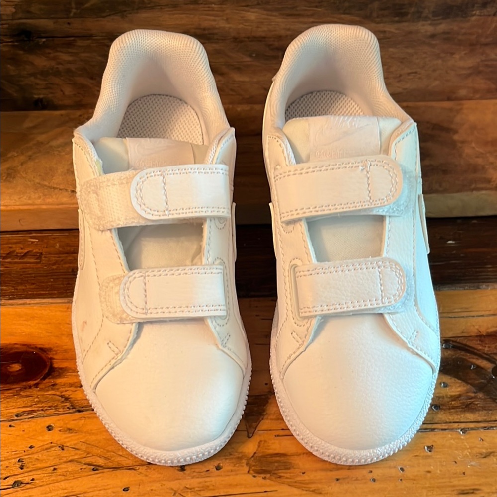 Nike Low Dunk Kids White Velcro Sneakers Size 10.5 Toddler Youth NEW
